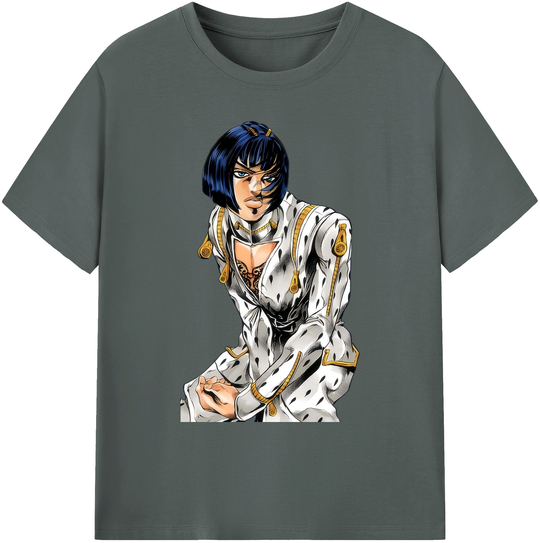 （画像用） ジョジョの奇妙な冒険 ブローノ?ブチャラティ JoJo's Bizarre Adventure Bruno Bucciarati 綿100％ メンズ半袖Tシャツ｜肌触りやわらか＆通気性